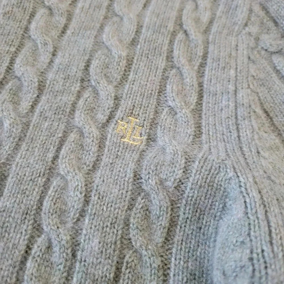 Ralph Lauren 100% cashmere green cable knit zip up sweater size XS - Picture 4 of 6